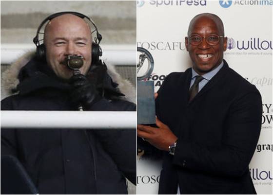 현역 시절 전설적인 공격수들이었던 앨런 시어러(왼쪽)와 이안 라이트는 맨유-리버풀전 프리킥 장면에 대해 상반된 의견을 내놨다. /사진=로이터