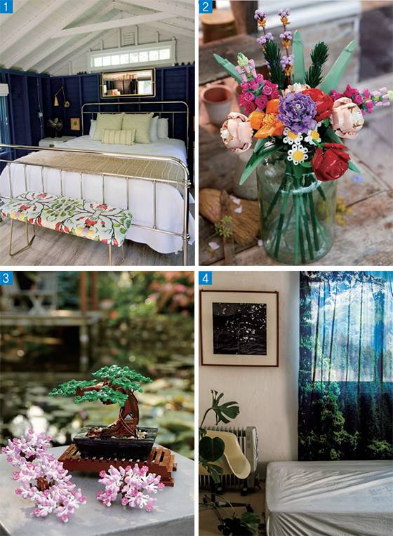 1. 할머니의 오두막 느낌을 주는 ‘그래니스 코티지granny’s cottage’ 인테리어
2. 레고의 보태니컬 컬렉션 중 ‘플라워 부케’
3. 레고의 보태니컬 컬렉션 중 분재 디자인
4. 오티에이치콤마가 생산해 인기를 끌었던 자연을 담은 커튼 디자인