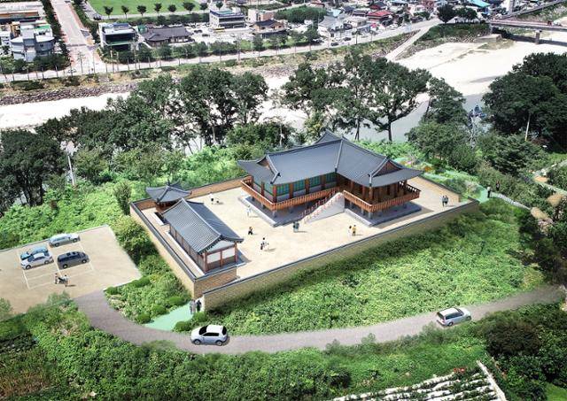 산청군은 선비문화 계승·발전을 위해 지역 교육의 요람이었던 환아정 복원사업을 추진한다. 사진은 환아정 조감도. 산청군 제공