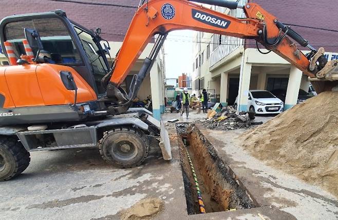 나주시 원도심 권역 제1차 도시가스 공급사업 공사 장면