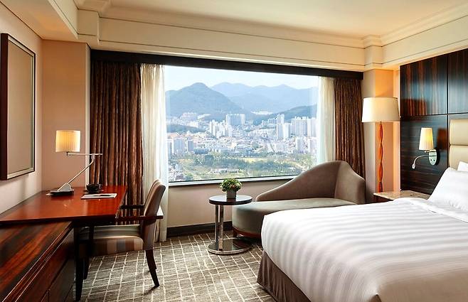 따뜻한 부산롯데 창 밖 봄 이미지