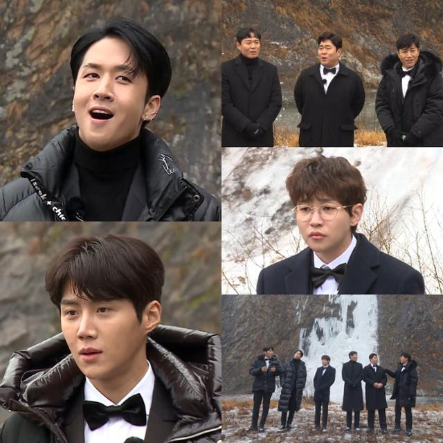 '1박 2일' 멤버들이 턱시도를 입은 모습이 포착됐다. KBS 2 제공