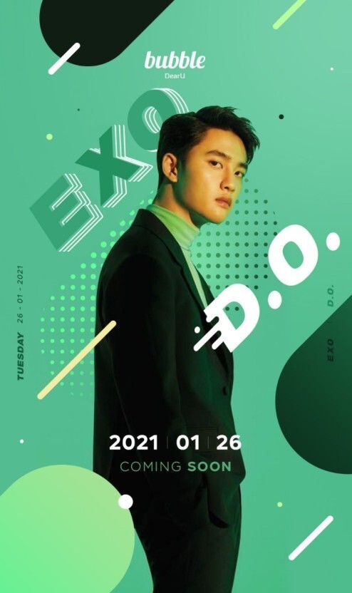S.M. Entertainment announced that K-pop star D.O. will begin using its fan communication service bubble from Jan. 26. D.O. has completed his mandatory military service and was officially discharged on Jan. 25. (S.M. Entertainment)