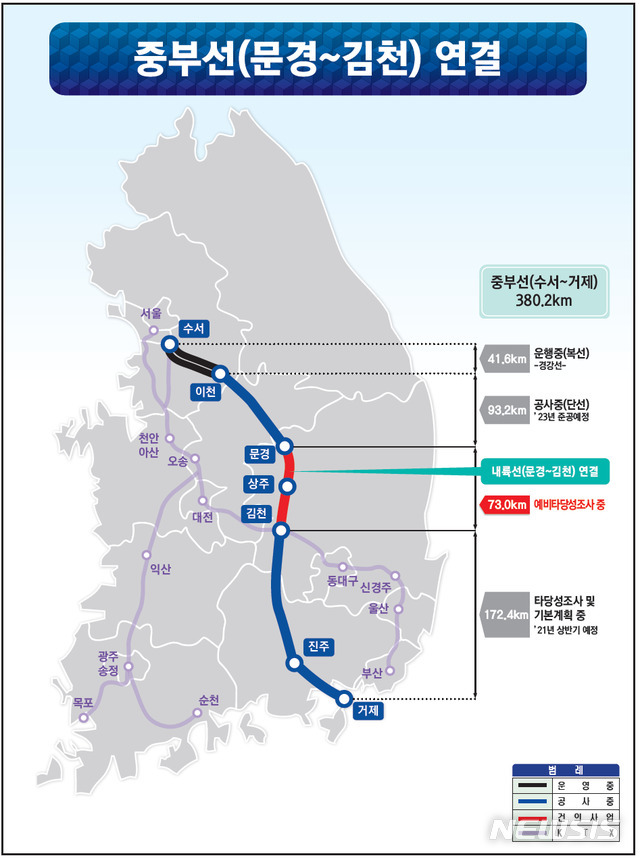 [안동=뉴시스] 경북구간 계획만 빠진 중부선 철도. (그래픽=경북도 제공) 2021.02.01