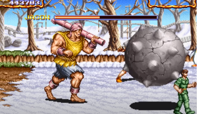 (굉장히 빠르고 무서운 공격이기 때문에 철구를 잘 피해야 한다)