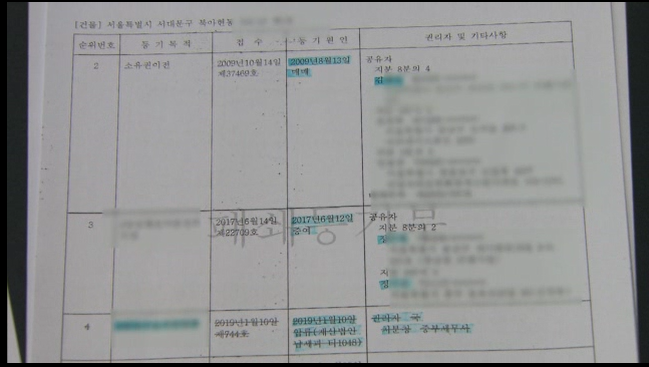 정의용 후보자 부인이 구매했던 북아현동 부동산 등기부등본. 2017년 6월 두 아들에게 증여했다.