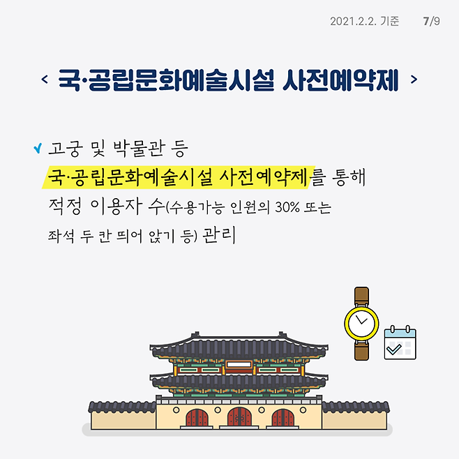 고궁 및 박물관 등 국·공립문화예술시설 사전예약제