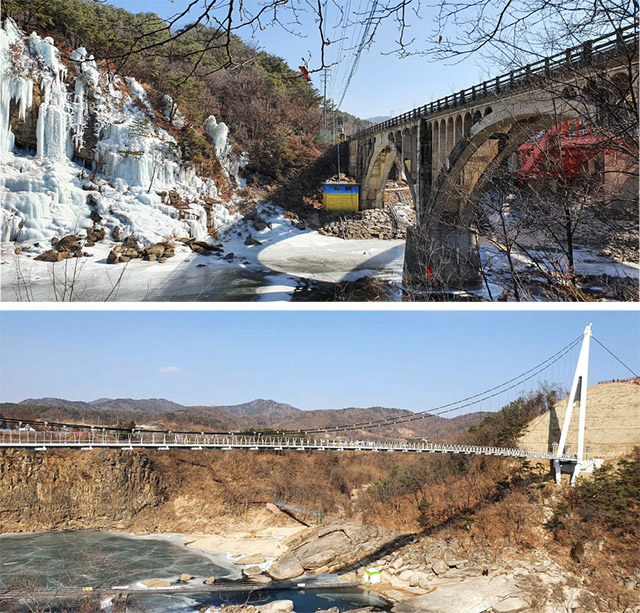 ▲ 철원군 승일교와 한탄강(위), 은하수교와 송대소(아래) ⓒ김효은