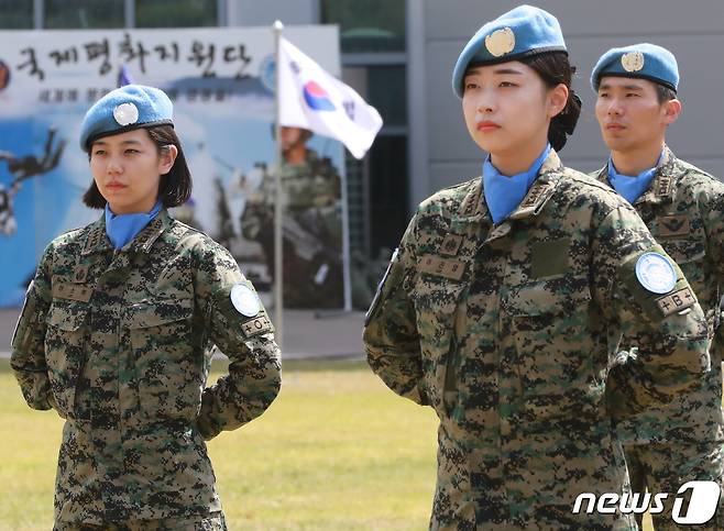 지난 2019년 7월 인천시 계양구 국제평화지원단에서 열린 한빛부대 11진 환송식.(자료사진) 2019.7.8/뉴스1