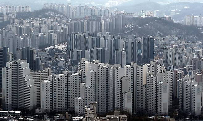 지난 5일 서울 영등포구 63스퀘어에서 바라본 아파트단지. 뉴스1