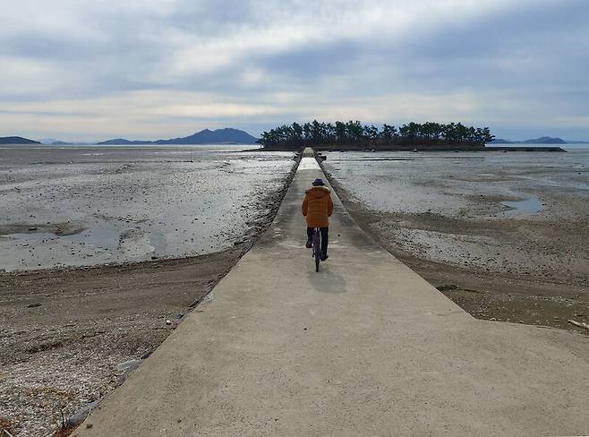 반월도 ‘노루섬’으로 가는 노둣길. 김선식 기자