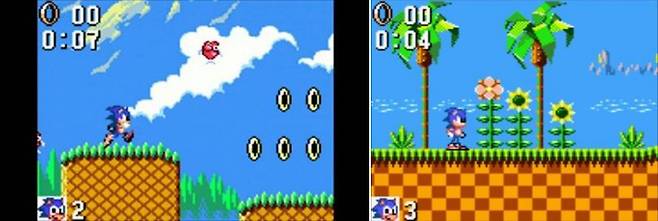 (메가드라이브판과 비교해도 꿀리지않는 게임성을 가진 게임기어판 소닉 더 헤지혹)