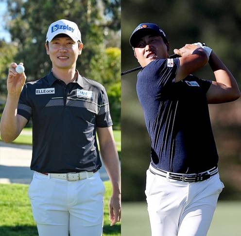 2021년 미국프로골프(PGA) 투어 제네시스 인비테이셔널 대회 1라운드에서 홀인원을 기록한 김태훈 프로(사진제공=PGA투어). 그리고 이경훈 프로(사진제공=Getty Image for THE CJ CUP)