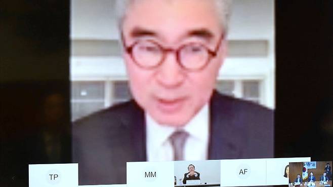 3자 협의에 참석한 성 김 미국 국무부 동아태차관보 대행