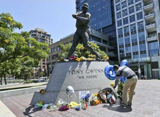 펫코파크 외곽 거리에 세워진 토니 그윈 동상. 그윈은 2014년 암 투병중 세상을 떠났다. AP연합뉴스
