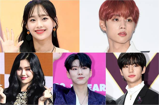 (왼쪽위부터 시계방향) 이달의 소녀 츄, 더보이즈 선우, 스트레이 키즈 현진, 몬스타엑스 기현, 에버글로우 아샤