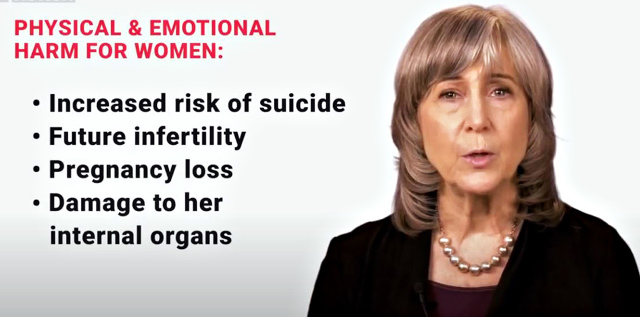 유튜브 채널 포리베가 최근 올린 영상에서 의학박사이자 산부인과 의사인 캐시 얼트만이 “낙태는 자살충동, 불임, 유산, 장기손상 등의 후유증을 가져온다”고 말하고 있다. 유튜브 캡처
