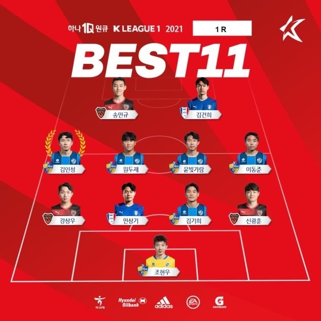 프로축구 K리그1의 1라운드 베스트 11 / 사진=한국프로축구연맹