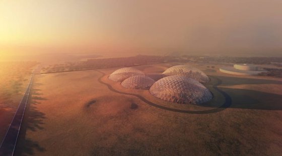 UAE에 세워질, 화성을 재현한 돔형 실험 구조물 상상도. 사진 MBRSC