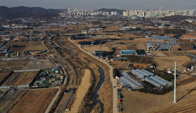 경기도 시흥시 과림동 및 광명시 노온사동 일대 모습(사진=연합)