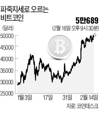 비트코인 사상 첫 5만弗 돌파. 사진=한경DB