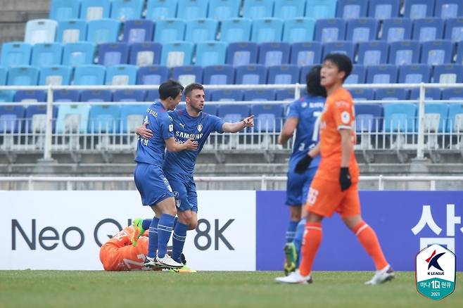 ▲ 강원FC전에서 골을 넣은 수원 삼성의 제리치 ⓒ한국프로축구연맹