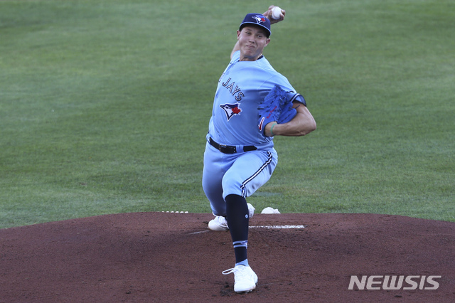 [버펄로=AP/뉴시스] 메이저리그(MLB) 토론토 블루제이스의 네이트 피어슨. 2020.08.12