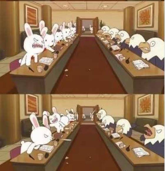 18일 미중 고위급회담을 패러디한 만화 컷이 중국 소셜미디어에서 퍼져나가고 있다. [트위터 화면 캡처. 재판매 및 배포 금지]