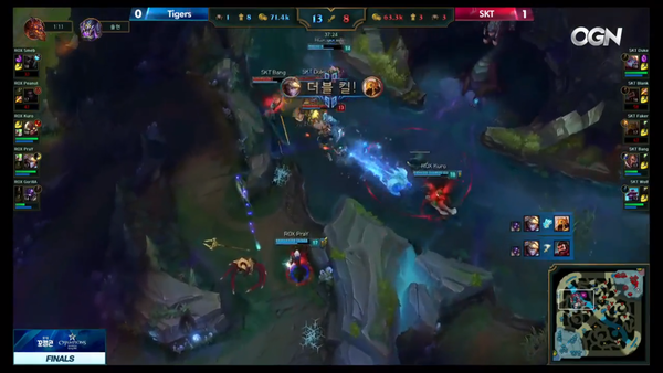 3대5 한타에서 활약한 프레이의 이즈리얼, 사진=OGN 유튜브 캡처