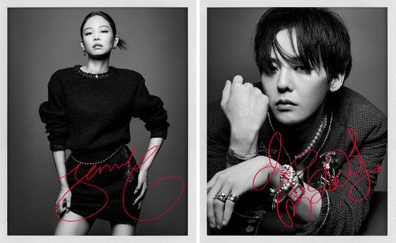 K-pop stars Jennie of Blackpink, left, and Big Bang's G-dragon are house ambassadors for French luxury fashion brand Chanel. [CHANEL]