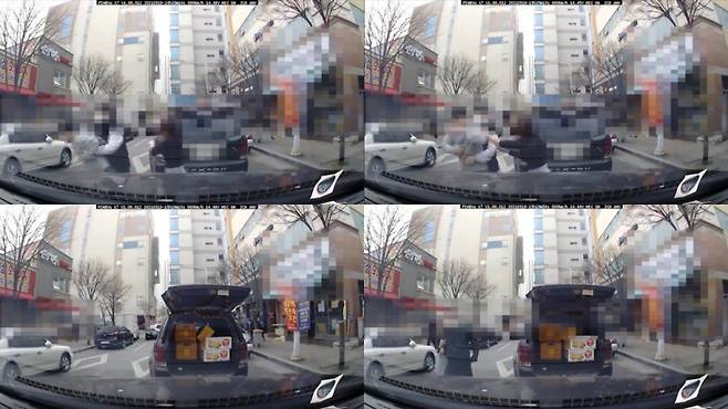 지난 19일 한 온라인 커뮤니티에 차량 길막을 한 차주에게 욕설을 들었다고 주장하는 작성자가 올린 영상 갈무리/사진=게시글 영상 캡쳐