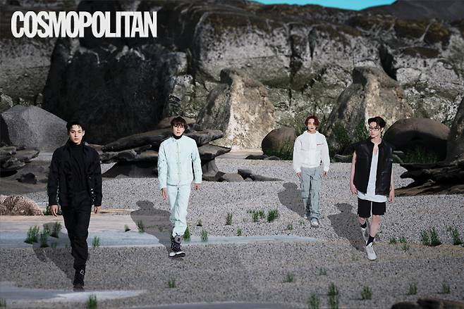 (민규)셔츠 68만원 포스트아카이브팩션. 터틀넥 42만원 포스트아카이브팩션. 팬츠 가격미정 프라다. 스니커즈 32만원 아식스x비비안 웨스트 우드. (원우)모터 사이클 재킷 32만8천원, 팬츠 23만8천원 모두 코스트퍼킬로. 스니커즈 가격미정 디올 맨. 터틀넥 스타일리스트 소장품. (정한)윈드브레이커 가격미정 프라다. 팬츠 68만원 포스트아카이브팩션. 스니커즈 29만9천원 리복x준지. (디에잇)가죽 베스트, 이너 톱, 쇼츠, 스니커즈 모두 가격미정 릭오웬스. 선글라스 82만원 릭오웬스 by 옵티칼더블유. 양말 스타일리스트 소장품.