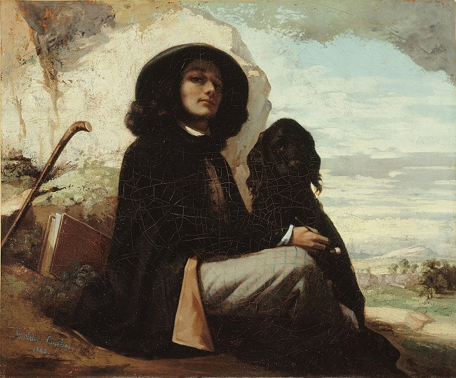 `검은 개를 데리고 있는 쿠르베`(1844) / 프리 팔레 미술관 소장