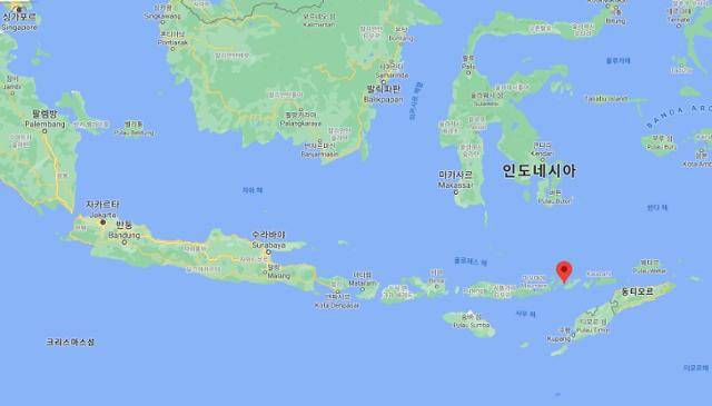 폭우 피해가 발생한 인도네시아 소순다열도. 빨간 표시가 피해가 극심했던 넬랄라마디크 지역. 구글지도 캡처
