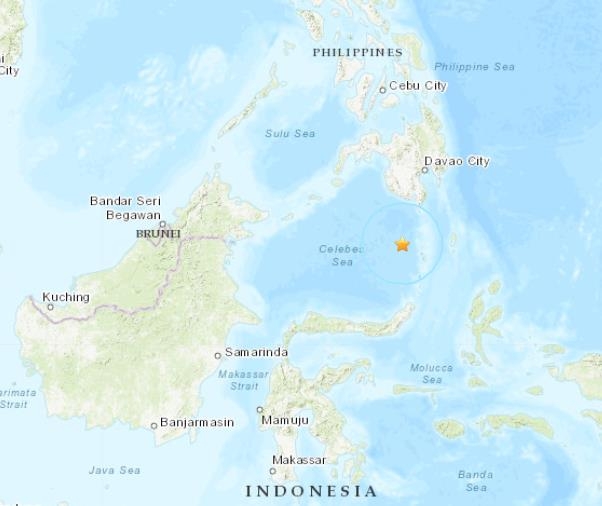 인니 술라웨시섬 북부∼필리핀 남부 사이 바다서 6.1 지진 [미국지질조사국(USGS) 홈페이지]