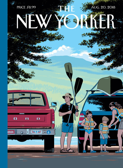 Cartoonist R. Kikuo Johnson's illustration, "Safe Travels," for the Aug. 20, 2018 issue of the New Yorker (screenshot from rkikuojohnson.com)