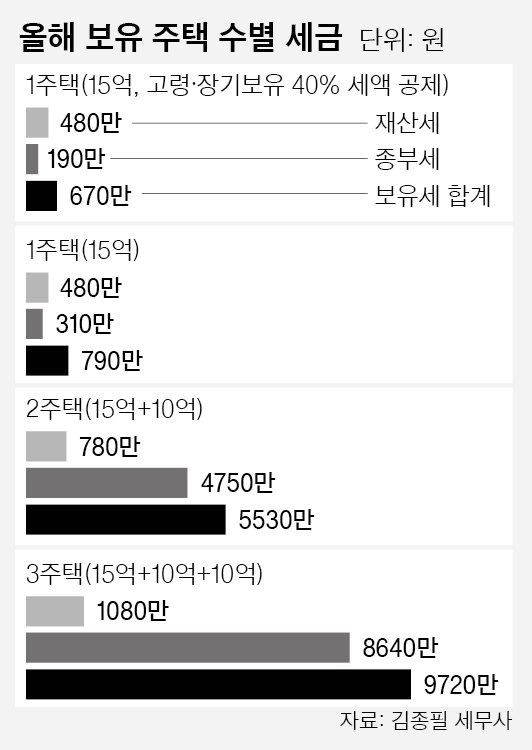 올해 보유 주택 수별 세금