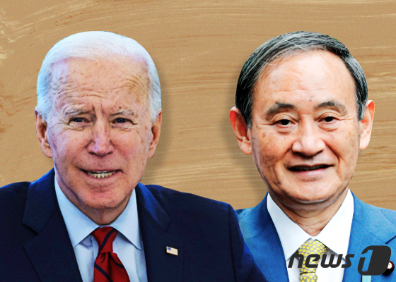 조 바이든 미국 대통령(왼쪽)과 스가 요시히데 일본 총리. © News1 최수아 디자이너