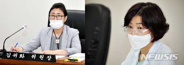 [대구=뉴시스]이지연 기자 = 왼쪽부터 김귀화, 이신자 대구 달서구의원. ((사진=달서구의회 제공) 2020.10.12. photo@newsis.com