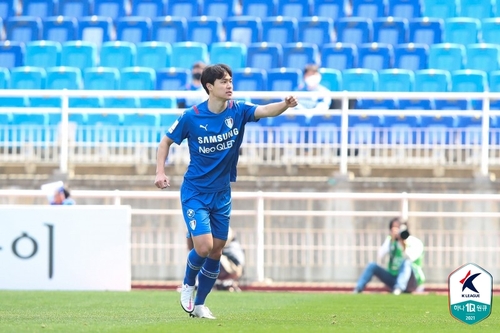 수원 김건희는 전반 13분 만에 팀에 결승골을 안기며 자신의 시즌 3호 골을 신고했다. [사진=한국프로축구연맹 제공]