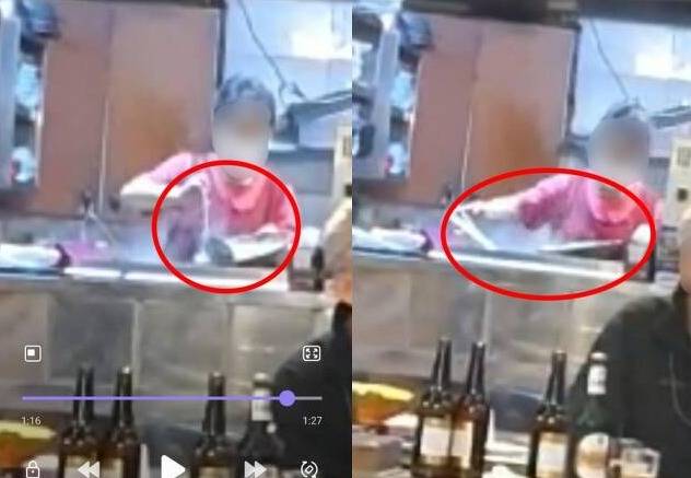 부산의 한 식당에서 손님이 먹던 국물을 그대로 육수통에 붓는 모습 (온라인 커뮤니티 갈무리) © 뉴스1