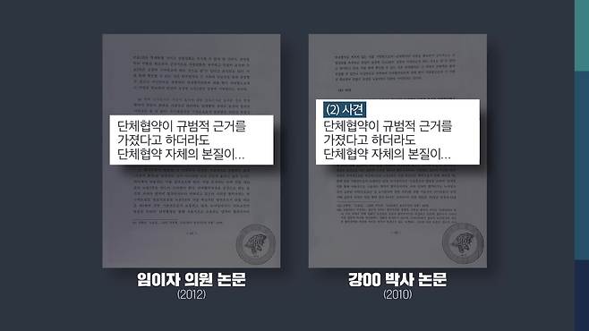 임이자 의원은 같은 대학원에서 먼저 박사학위를 받은 강모 씨의 논문에서 사견을 전제로 쓴 부분까지 인용표시 없이 옮겨왔다.