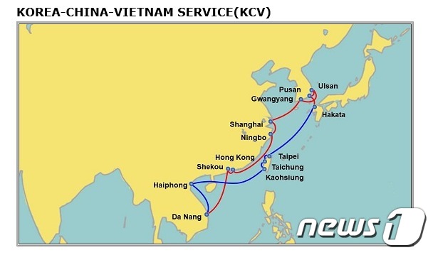 울산과 베트남 다낭·하이퐁을 잇는 신규 컨테이너 항로. © 뉴스1