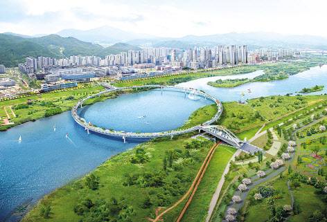 이미 지도에 표시되고 있는 세종 금강보행교의 조감도