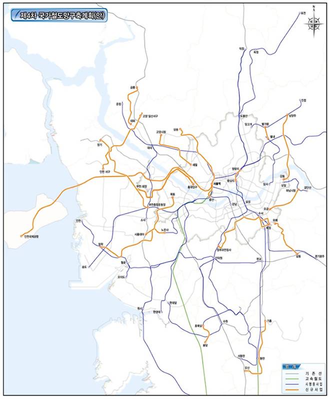 4차 국가철도망구축계획 계획도(안) 수도권. 한국교통연구원 제공