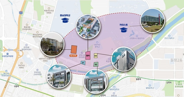 [대전=뉴시스] 대전 유성구 궁동 스타트업파크 위치도.  *재판매 및 DB 금지