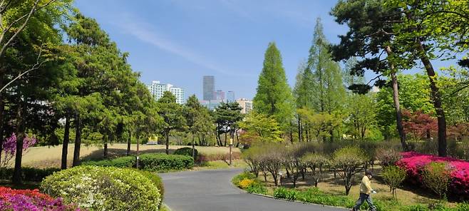 영등포역 역세권 개발 사업부지 동측과 인접한 영등포공원 전경. /사진=유엄식 기자