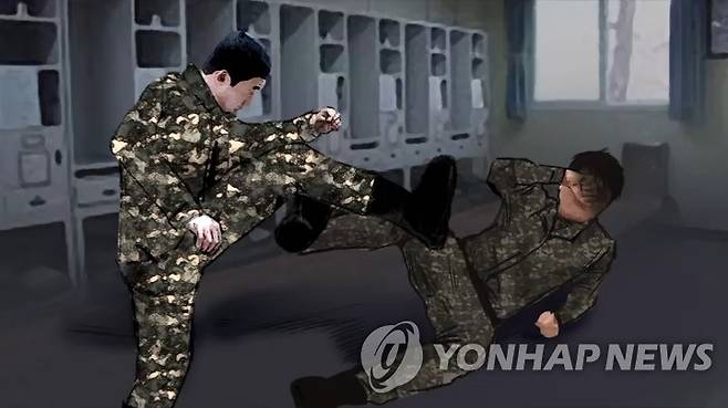 군부대 폭력(CG) 연합뉴스TV 캡처. 작성 김소연