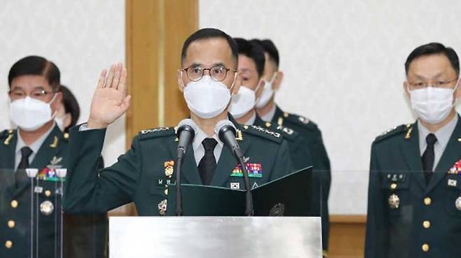 남영신 참모총장과 육군 지휘부