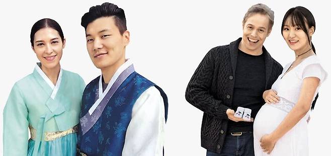 왼쪽부터 국제 커플의 일상을 영상으로 공유하는 유튜버‘2hearts1seoul’(한국 남편·캐나다 아내)과‘올리버쌤’(미국 남편·한국 아내). /2hearts1seoul·올리버쌤 유튜브